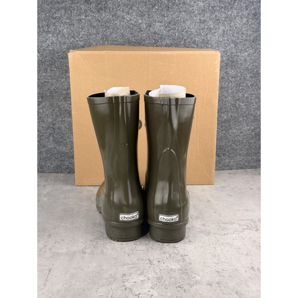 Chooka Polished Mid Green Rain Boots Waterproof Women's Size 8 New - Picture 3 of 6